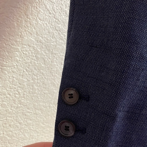 Ann Taylor LOFT Custom Stretch Notched One Button Blazer 4 Naval Blue - Picture 5 of 12